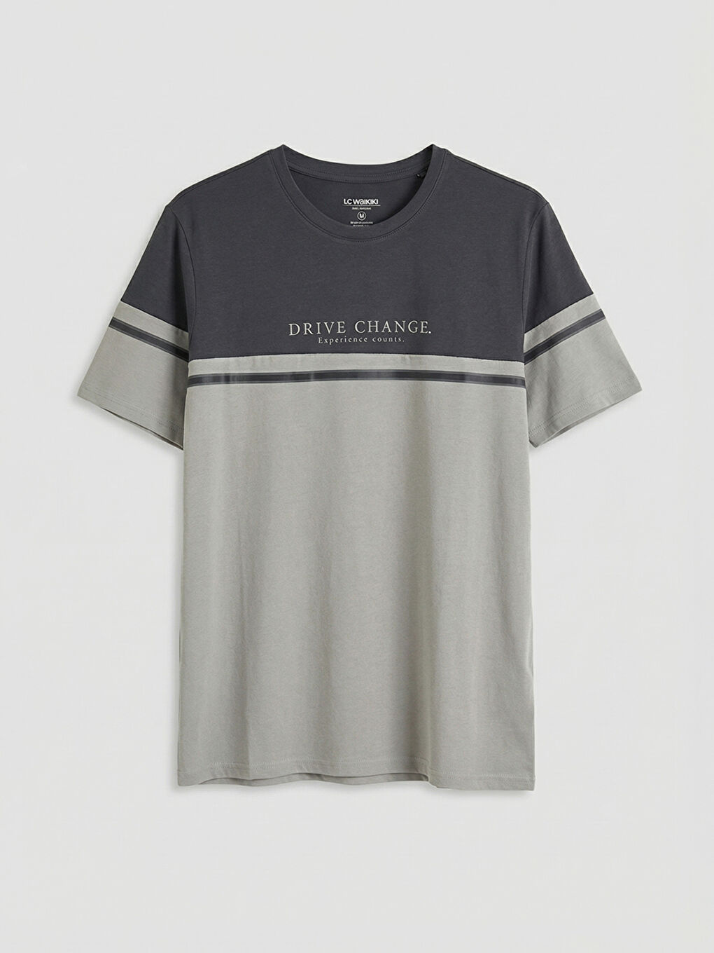  Bisiklet Yaka Renk Bloklu  Erkek Tişört-4