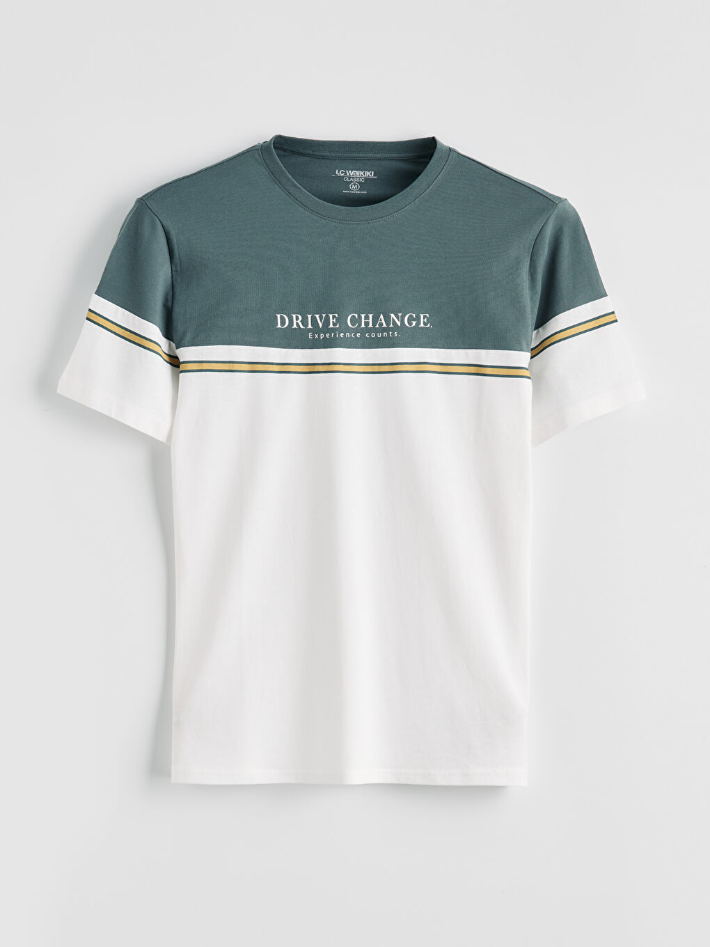  Bisiklet Yaka Renk Bloklu  Erkek Tişört-4