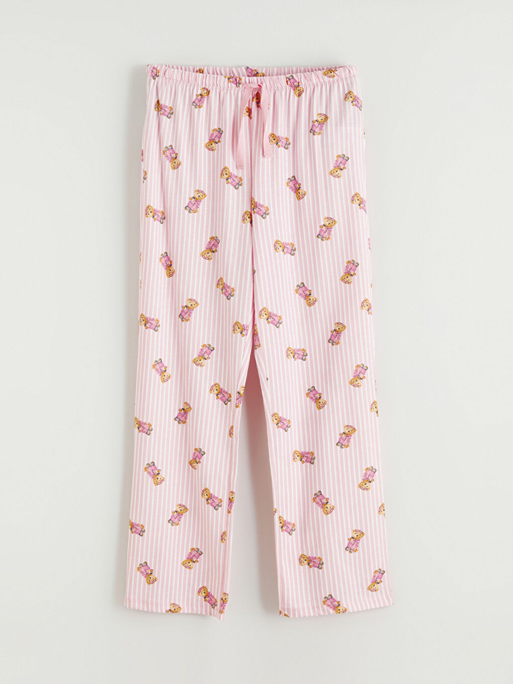 Pembe Bisiklet Yaka Ayı Teddy Baskılı Kadın Pijama Takım-7