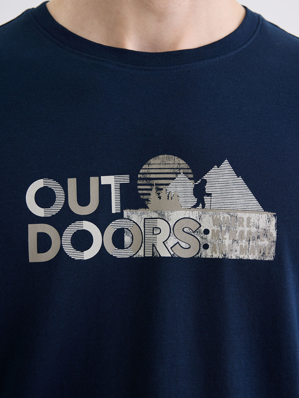 Bisiklet Yaka Baskılı Erkek Tişört-2