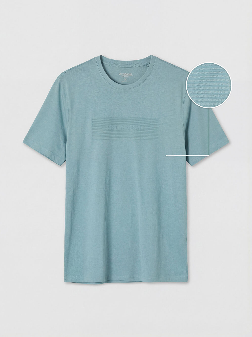 Yeşil Bisiklet Yaka Baskılı Penye Erkek Tişört