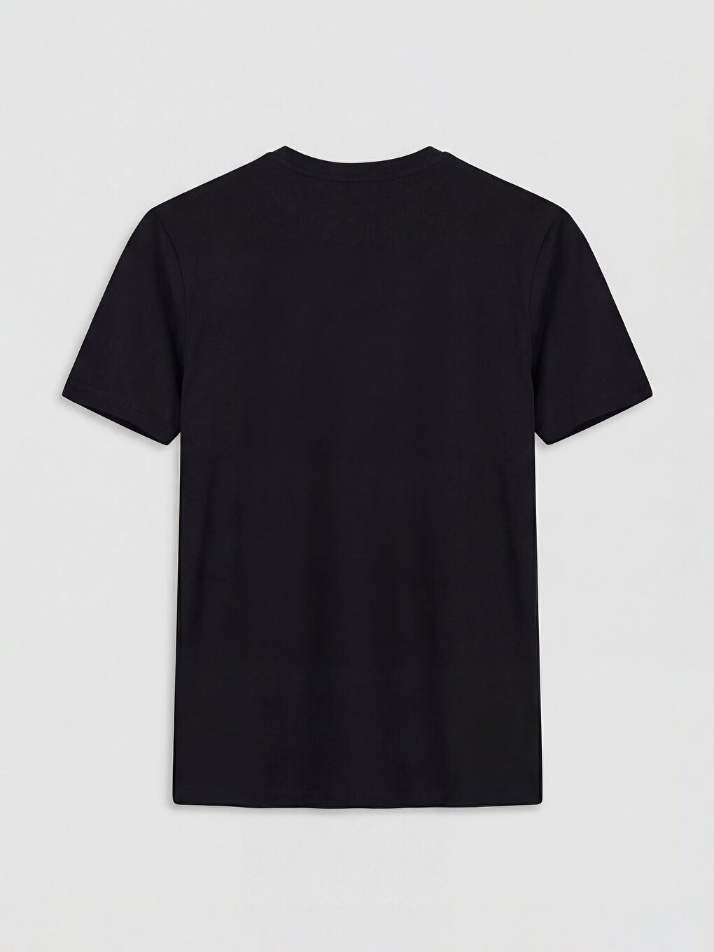 Siyah Bisiklet Yaka Baskılı Penye Erkek Tişört-5