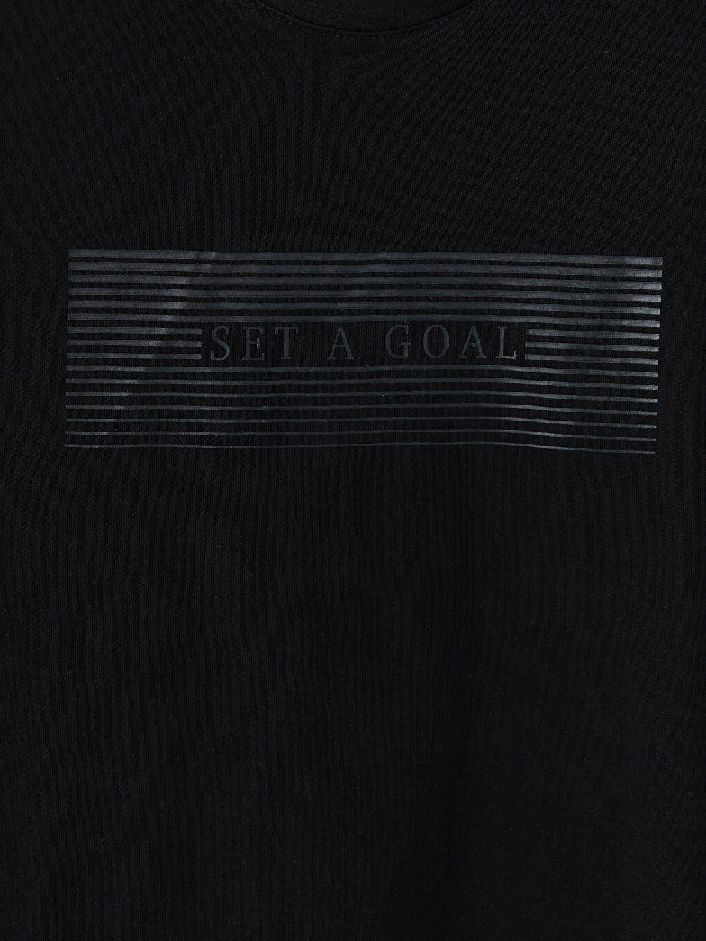 Siyah Bisiklet Yaka Baskılı Penye Erkek Tişört-6