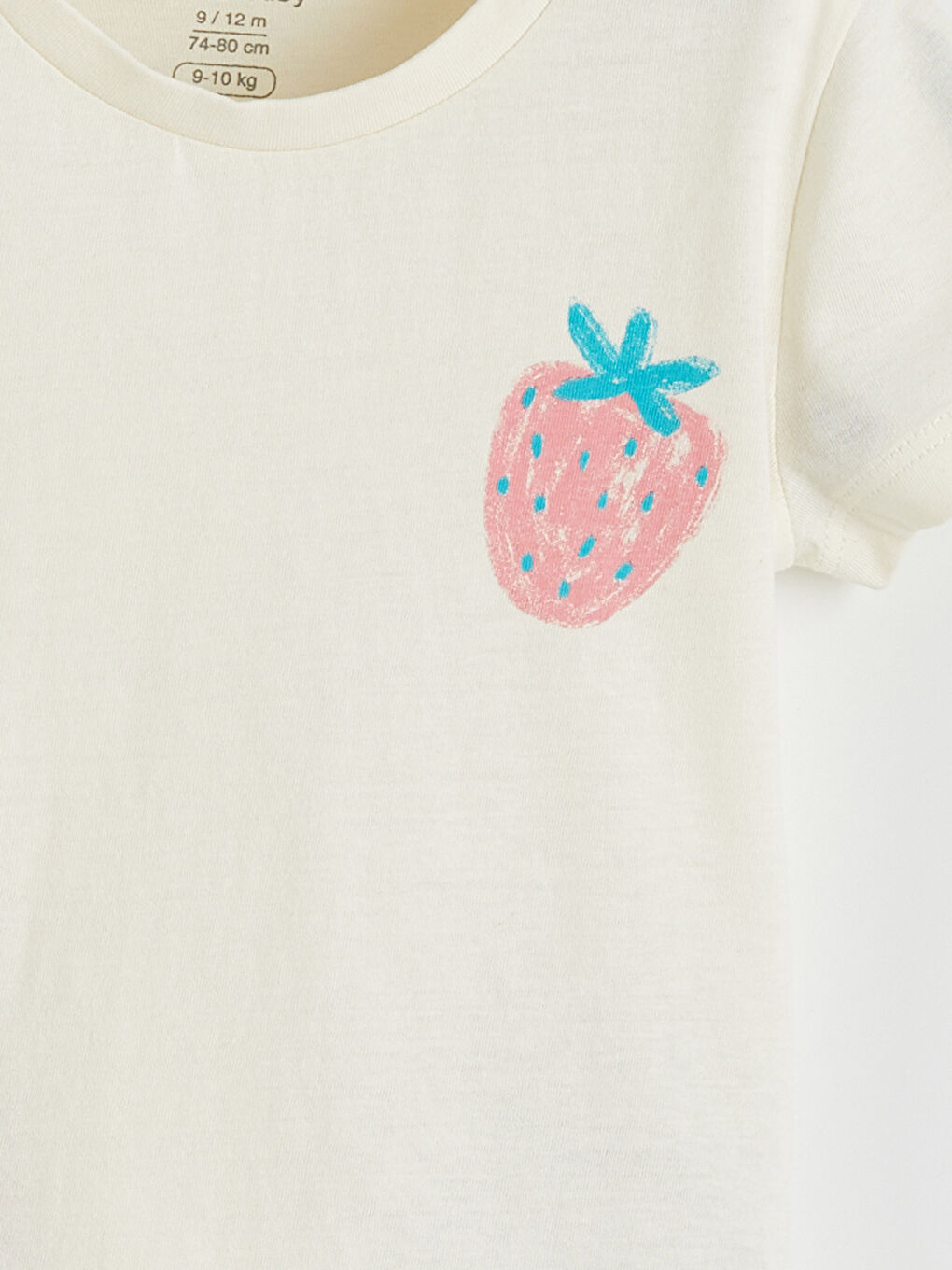 Strawberry Print Baby Girl Jersey T-Shirt-2