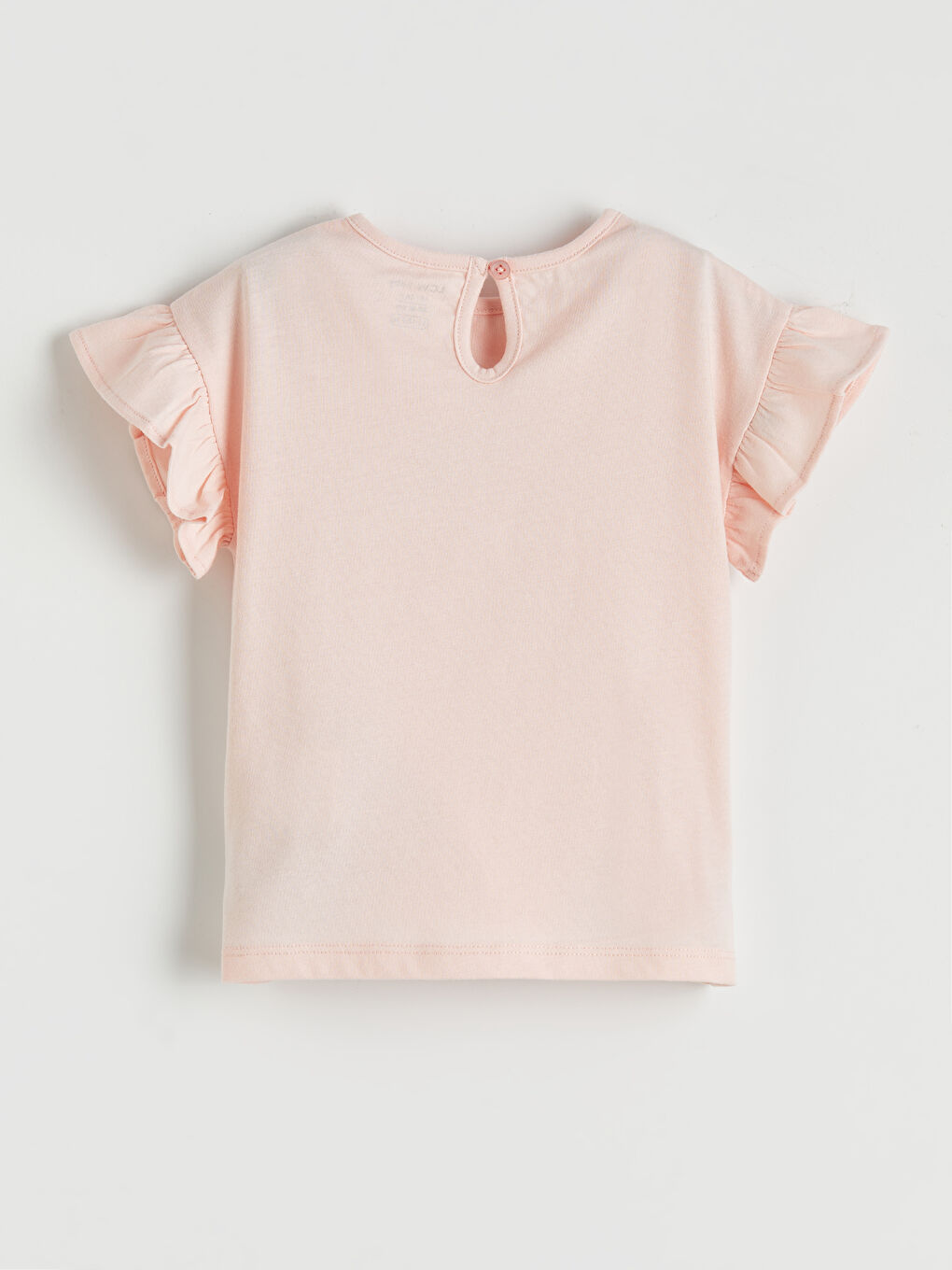 Pembe Bisiklet Yaka Baskılı Fırfırlı Kız Bebek Tişört-1