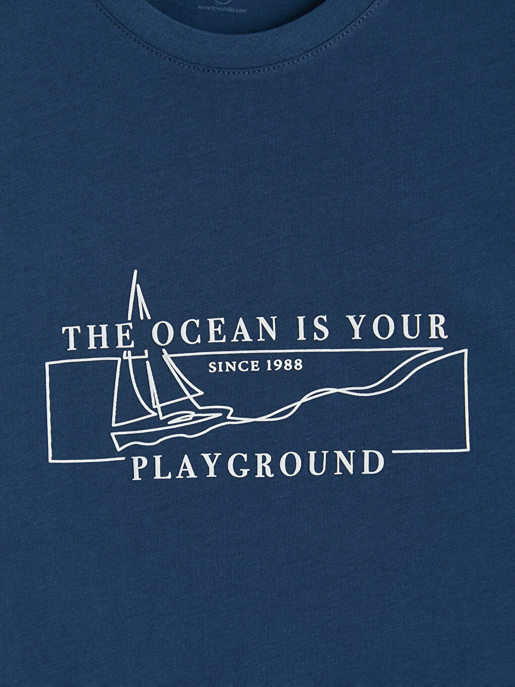 Lacivert Bisiklet Yaka Erkek Tişört-2