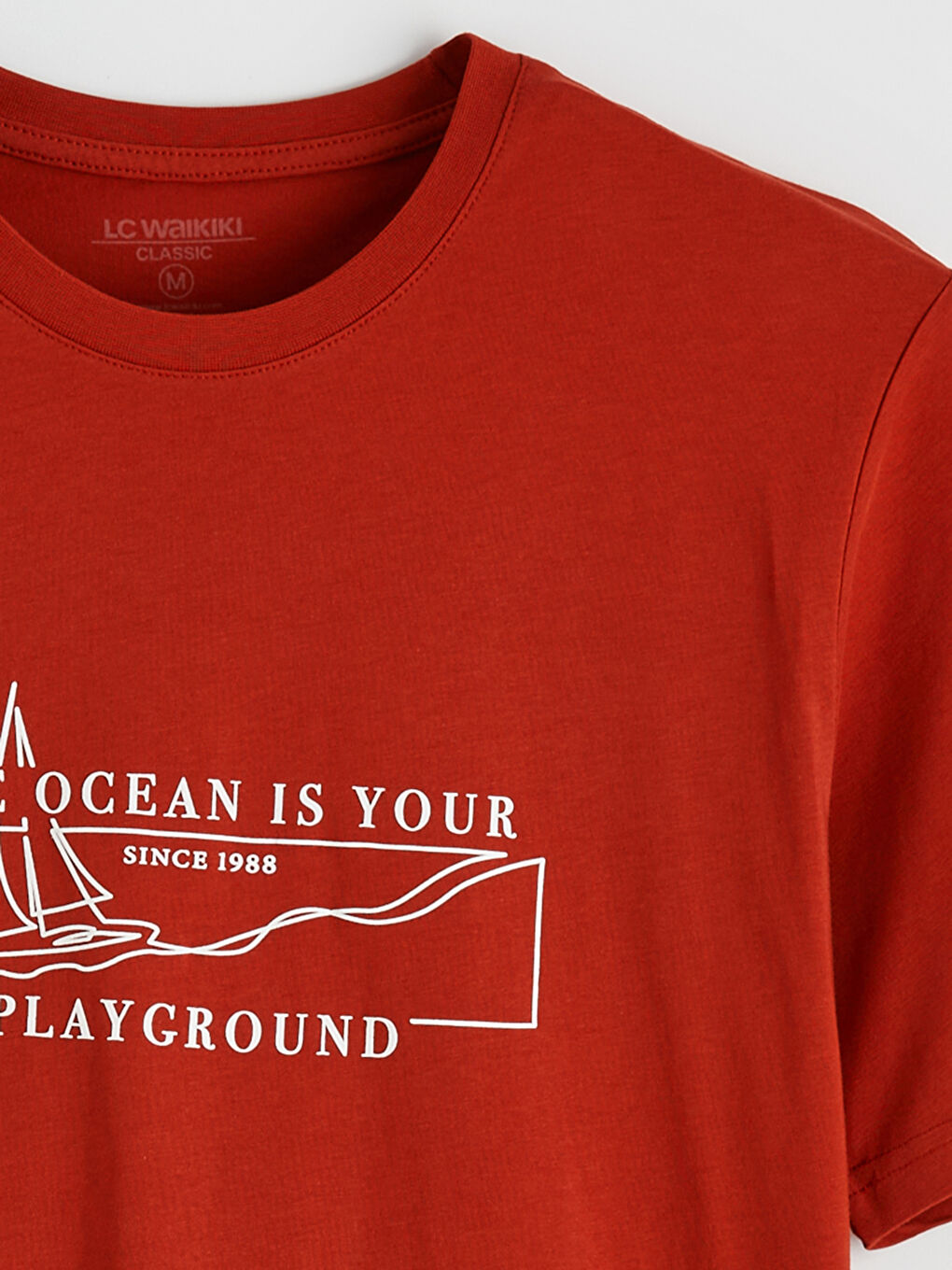 Turuncu Bisiklet Yaka Erkek Tişört-1