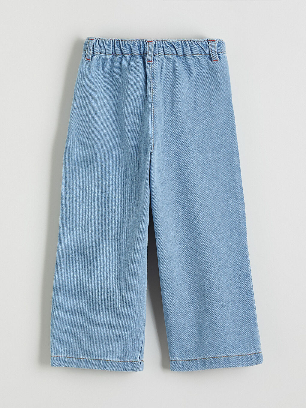 İndigo Beli Lastikli Wideleg Kız Çocuk Jean Pantolon-3