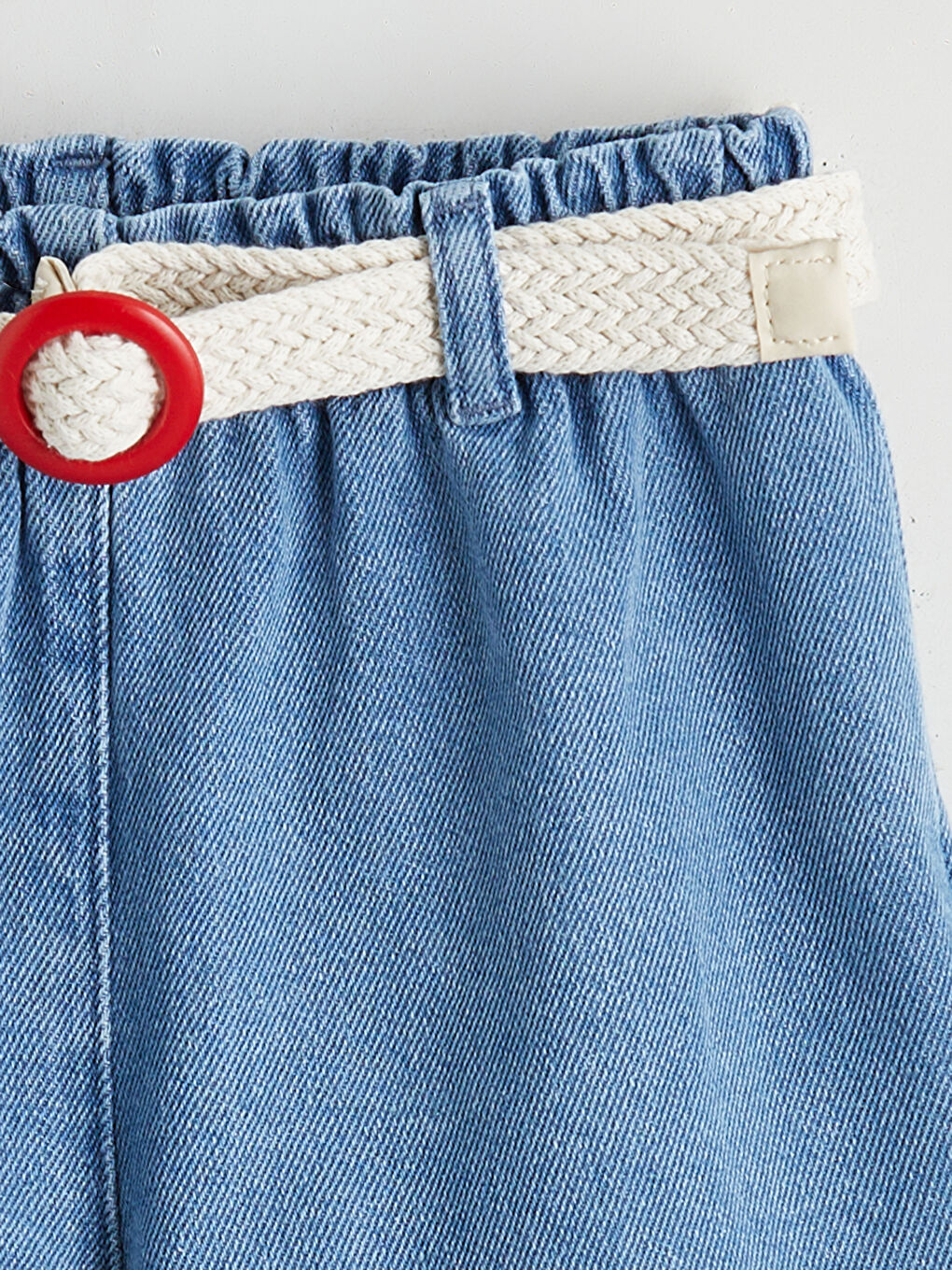 İndigo Beli Kemerli Kız Çocuk Jean Şort-1