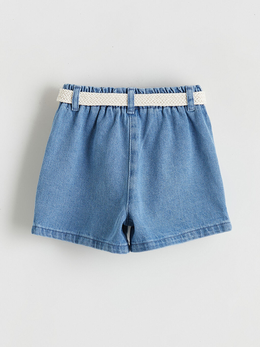 İndigo Beli Kemerli Kız Çocuk Jean Şort-2