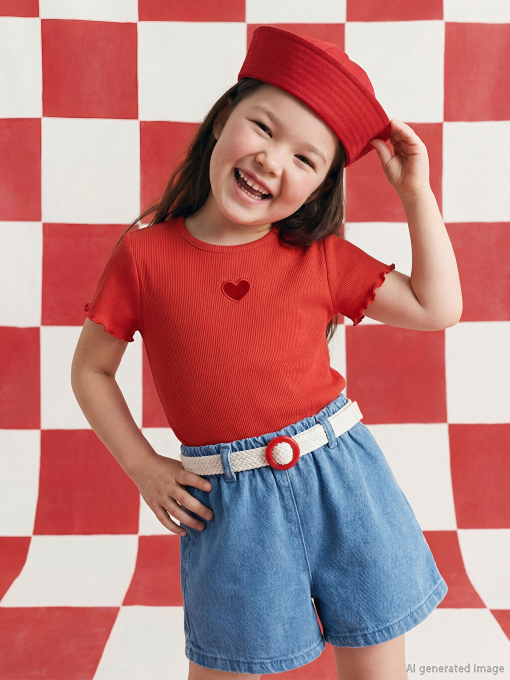 شۆرتی جینز بۆ کچان بە کەمەر پشتێن-1