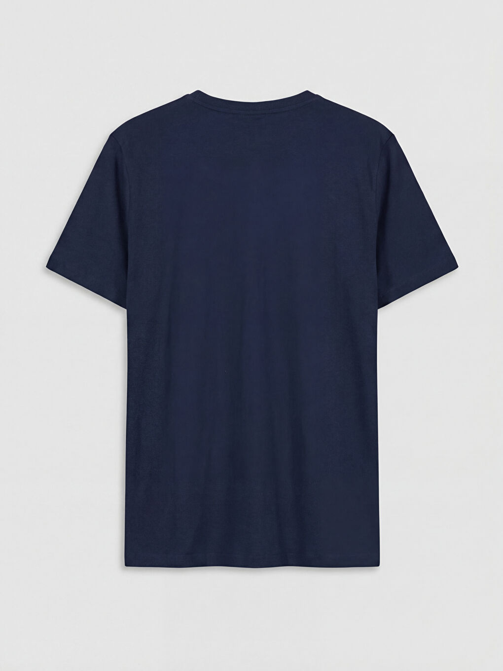 Lacivert Bisiklet Yaka Baskılı Erkek Tişört-5