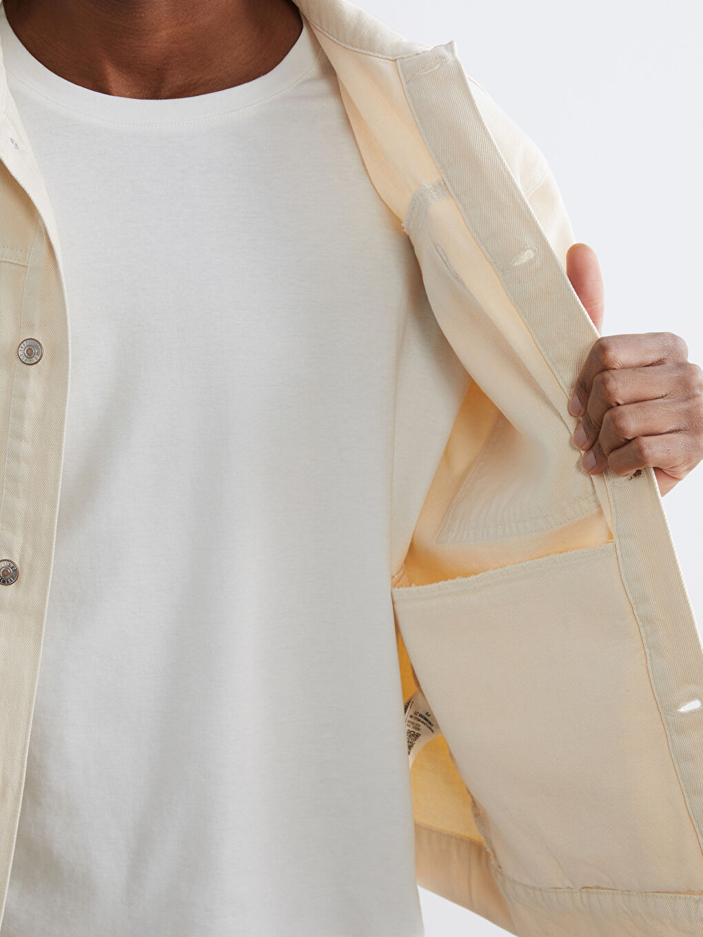 Bej Loose Fit Erkek Jean Ceket-2