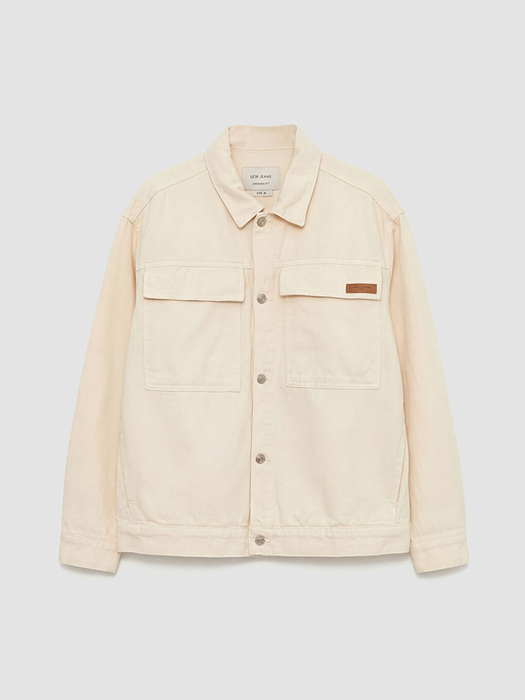 Bej Loose Fit Erkek Jean Ceket-5