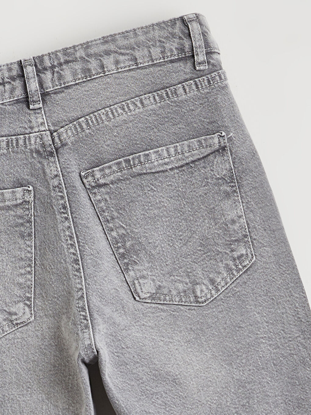 Gri Mom Fit Kadın Jean Pantolon-5