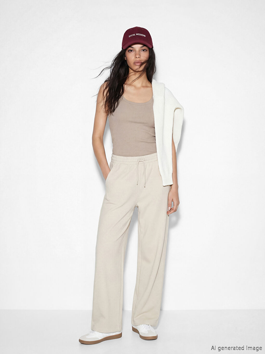 بنطلونات جوجرز ناعمة الملمس بوسط مطاطي للسيدات