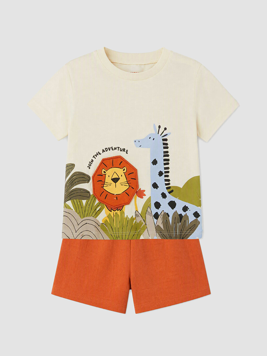 Crew Neck Animal Printed Baby Boys' Set-1