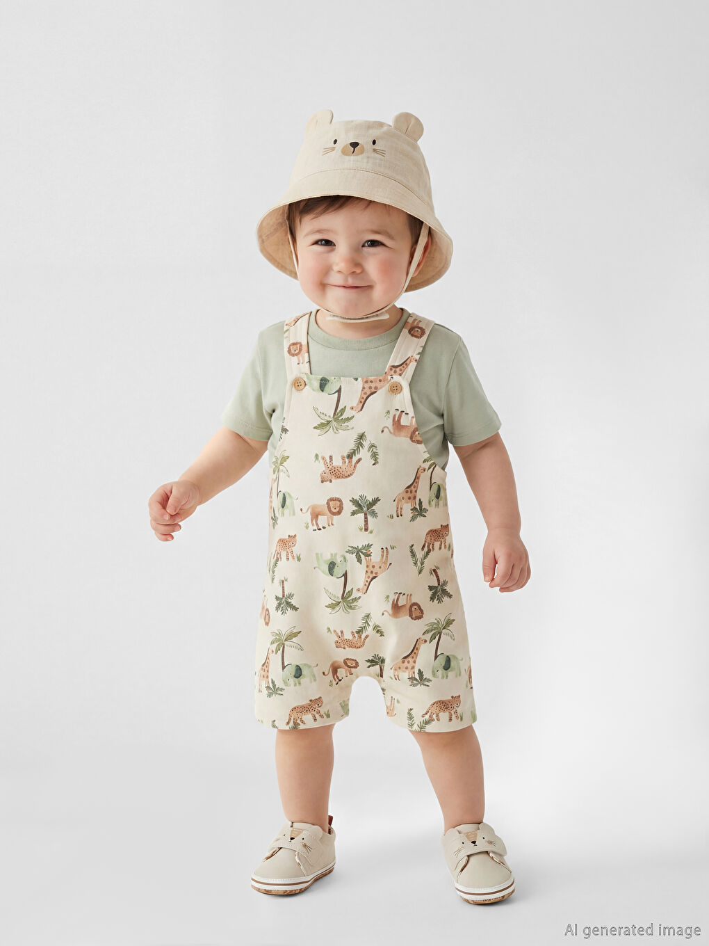 Комбинезон и футболка для малышей мальчиков с животным принтом-1