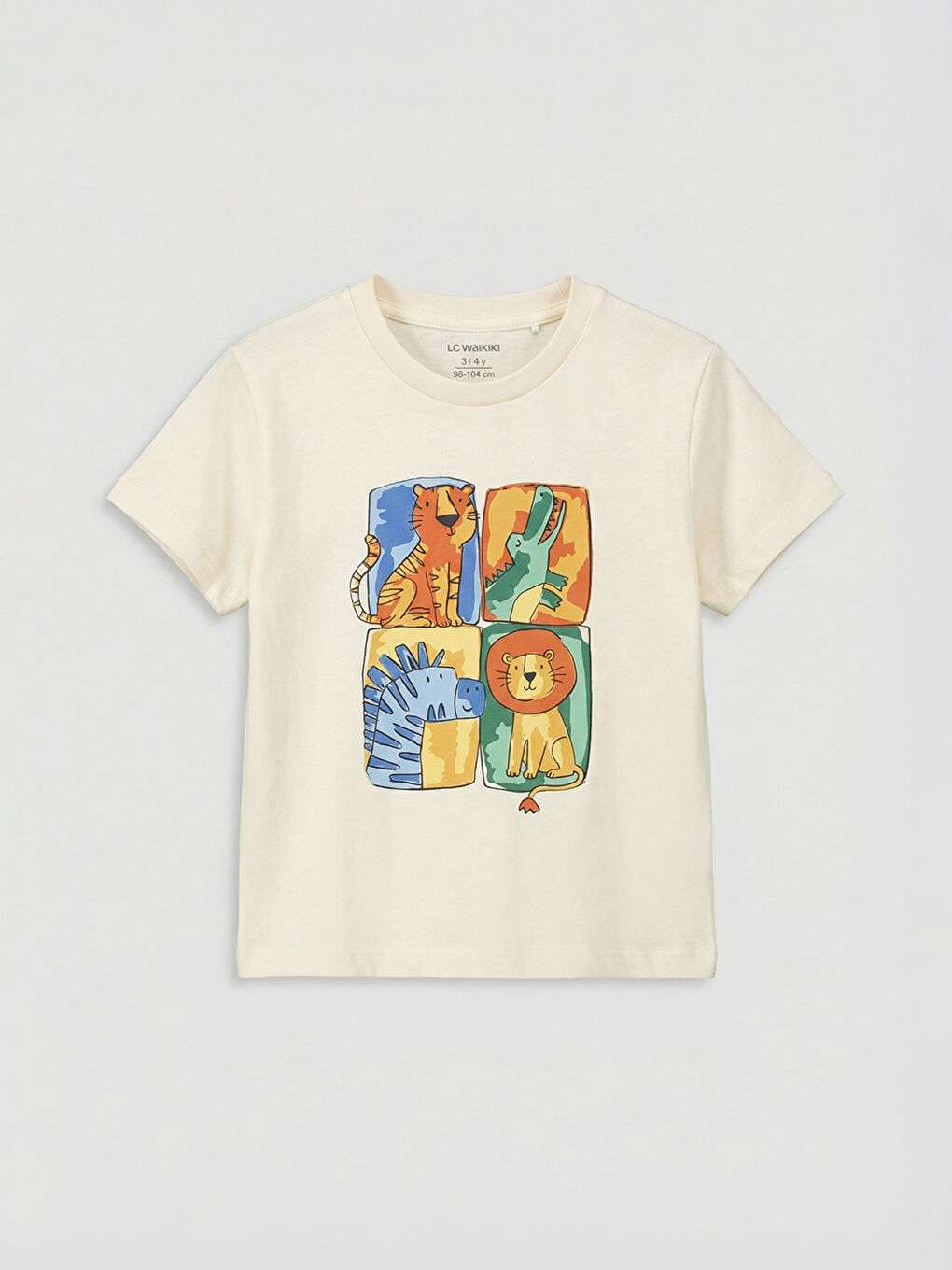 Ekru Hayvan Baskılı Erkek Bebek Takım-1