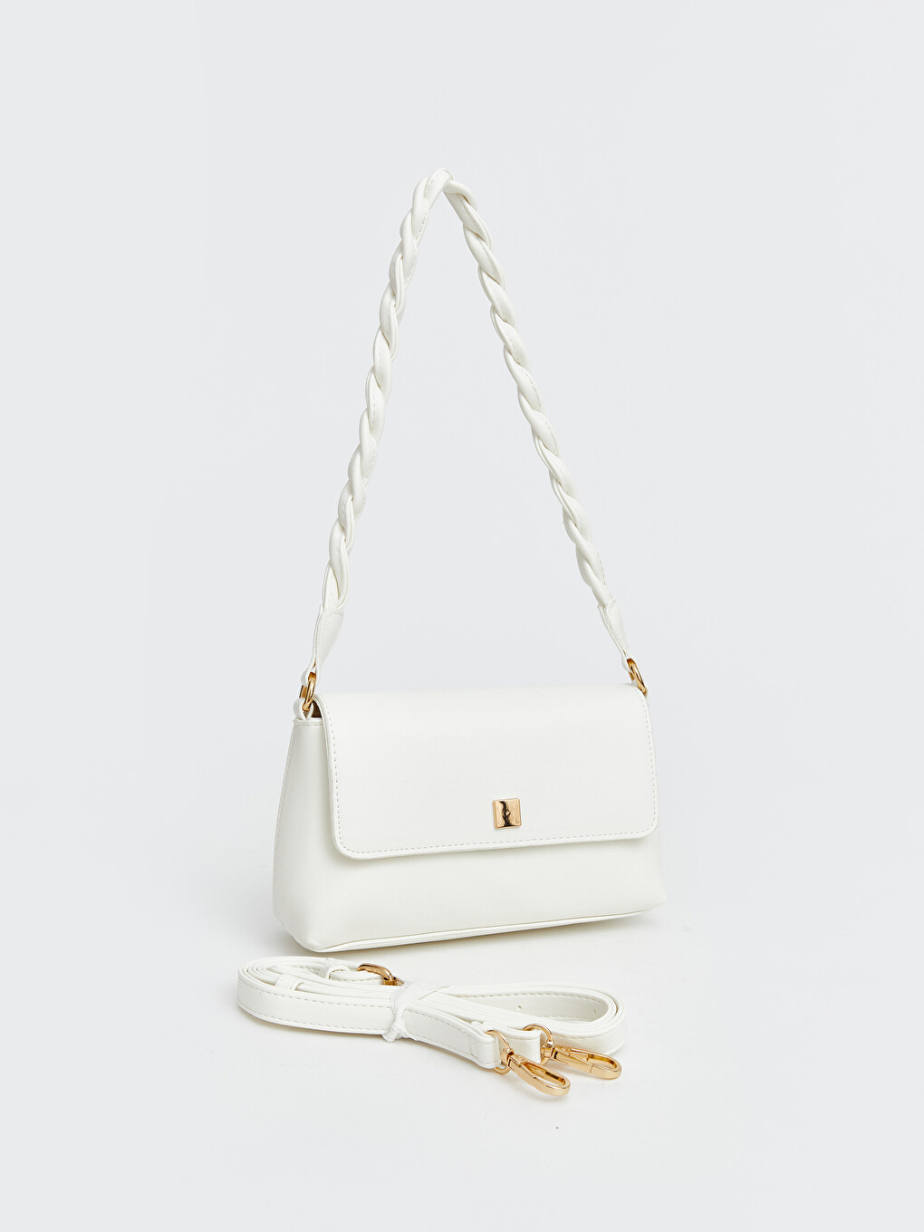 Woven-strapped Faux Leather Women's Shoulder Bag-1