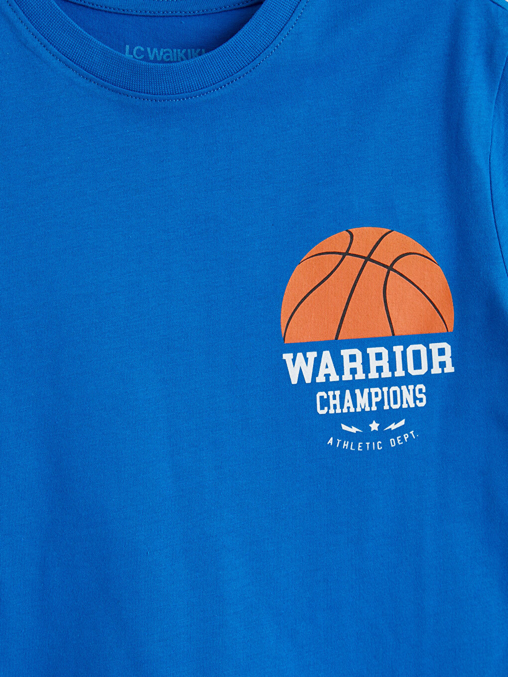 Mavi Bisiklet Yaka Baskılı Erkek Çocuk Tişört-2