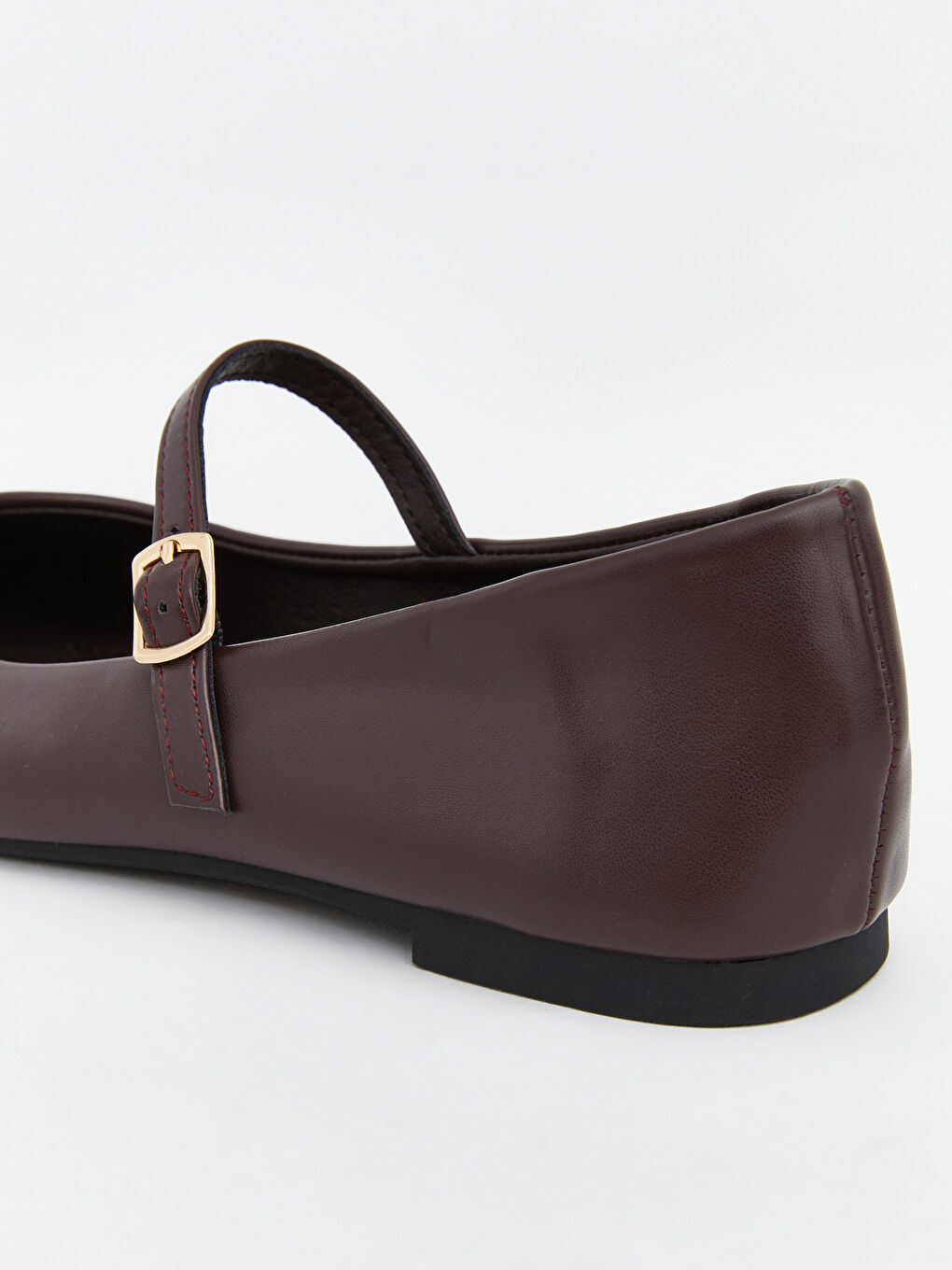 Square-toe, leather-look ballet flats for women.-4