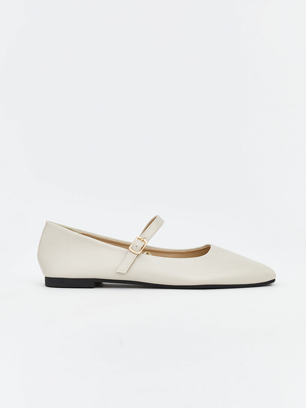 Square-toe faux leather ballet flats.-1