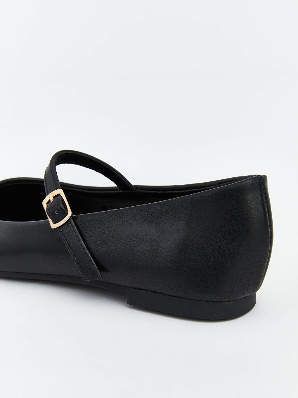 Square-toe, leather-look ballet flats for women.-4
