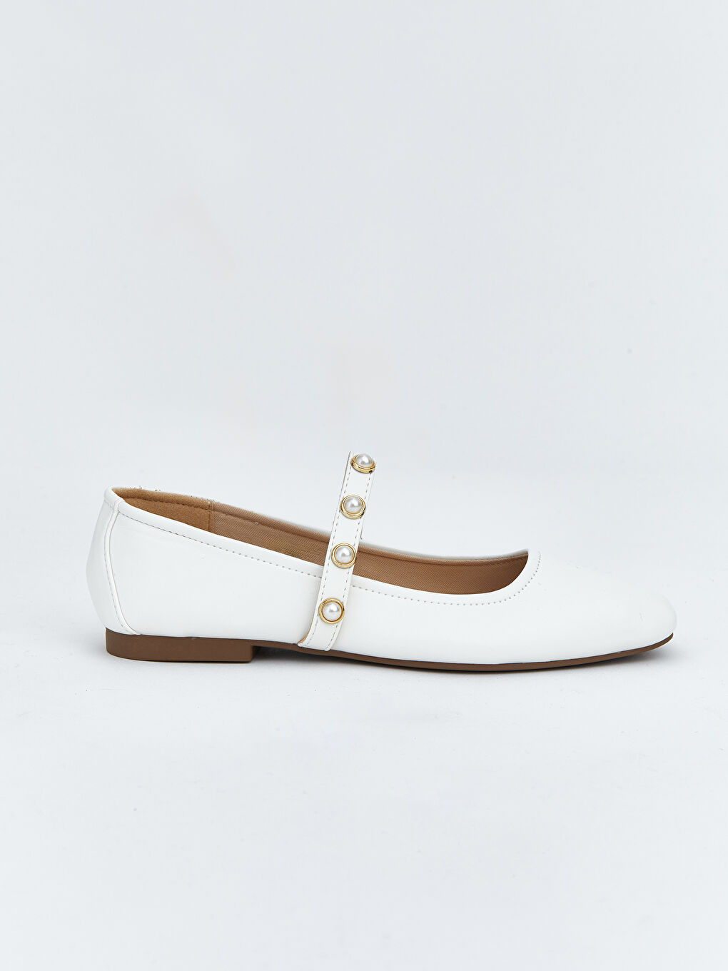 أحذية باليه مسطحة بيج فاتح / ايكرو امرأة-1