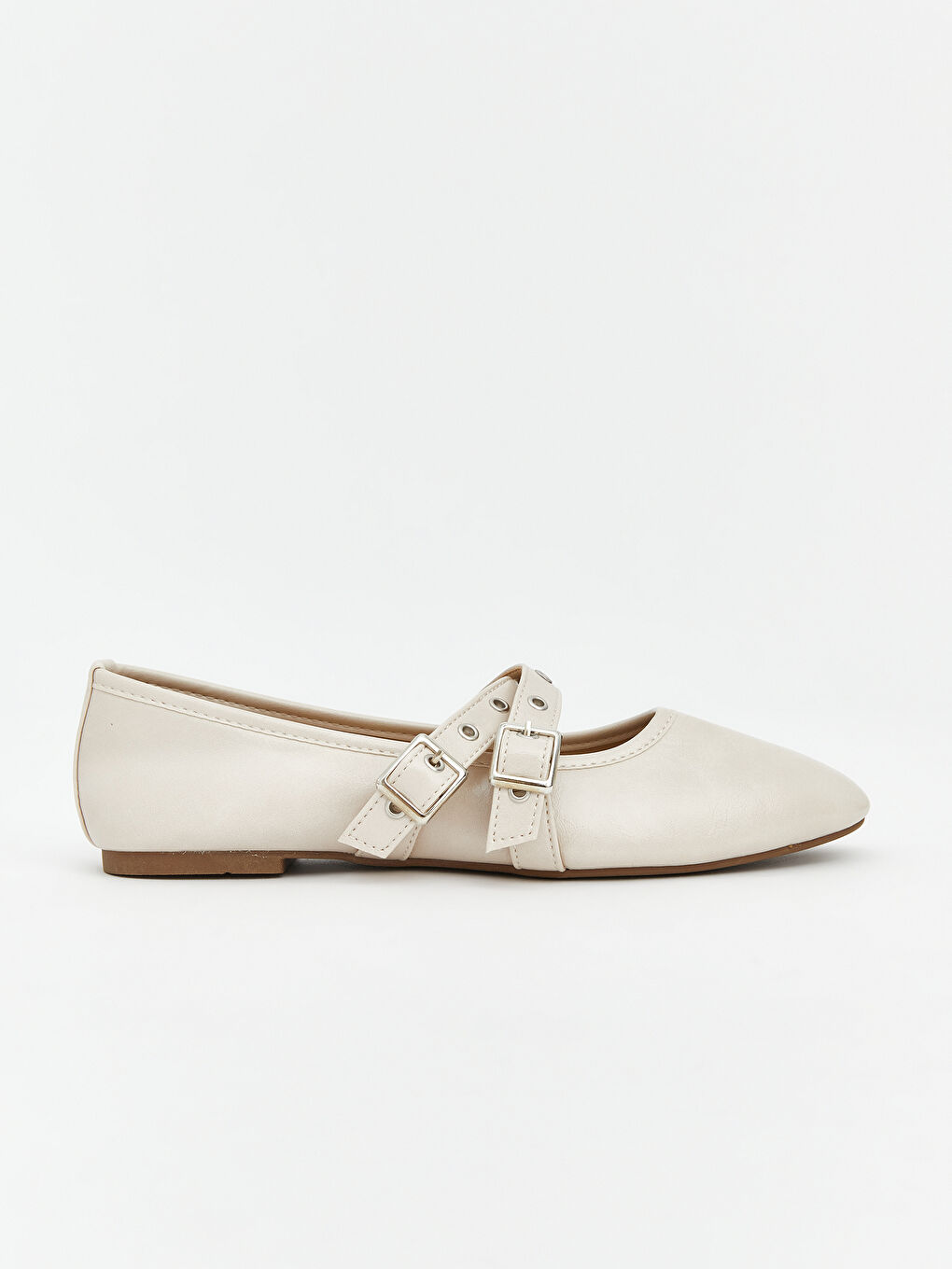 Leather-look women's ballet flats.-1