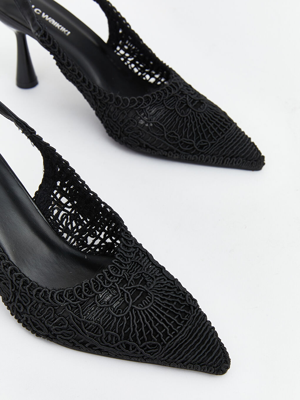 أحذية بكعب عالٍ مزينة بأحجار الراين بمقدمة مدببة للسيدات-2