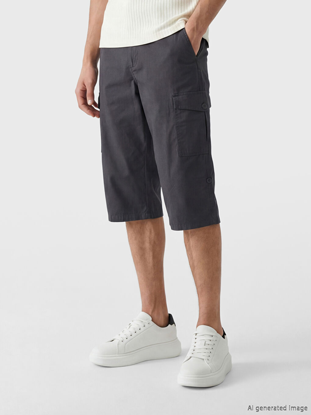 Antrasit Regular Fit Erkek Kargo Şort-1