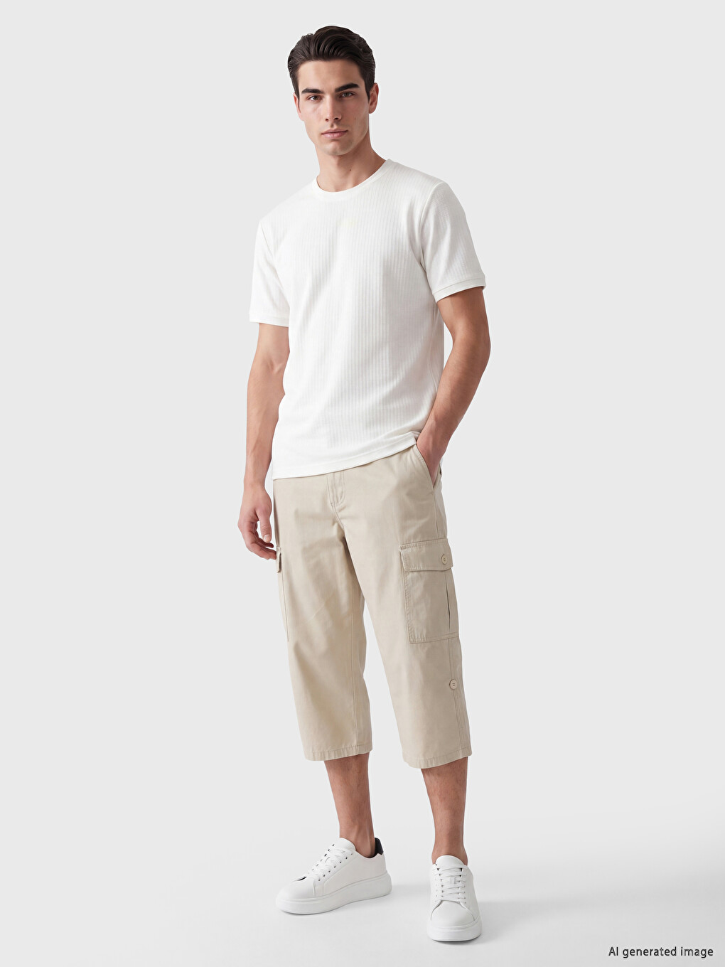Bej Regular Fit Erkek Kargo Şort
