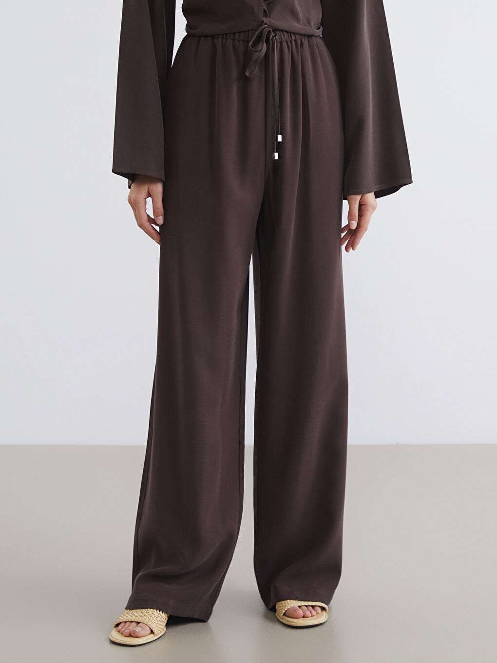 Women's Wide-Leg Trousers with Elastic Waist-1