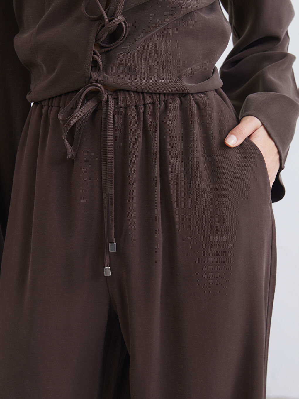 Women's Wide-Leg Trousers with Elastic Waist-2