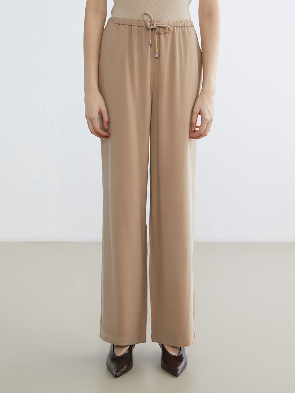 Women's Wide-Leg Trousers with Elastic Waist-1