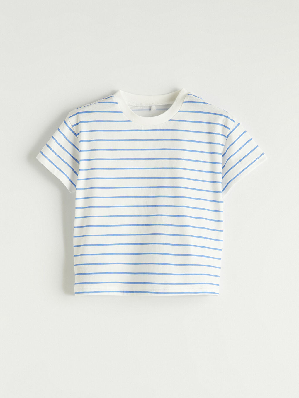 Ekru Bisiklet Yaka Çizgili Erkek Bebek Tişört 2'li-4