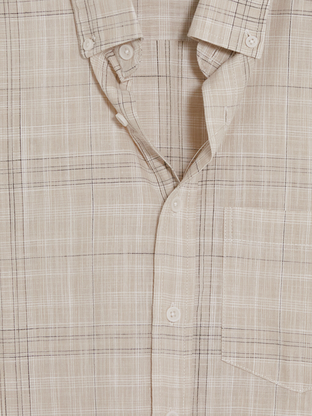 Bej Regular Fit Ekose Poplin Erkek Gömlek-1