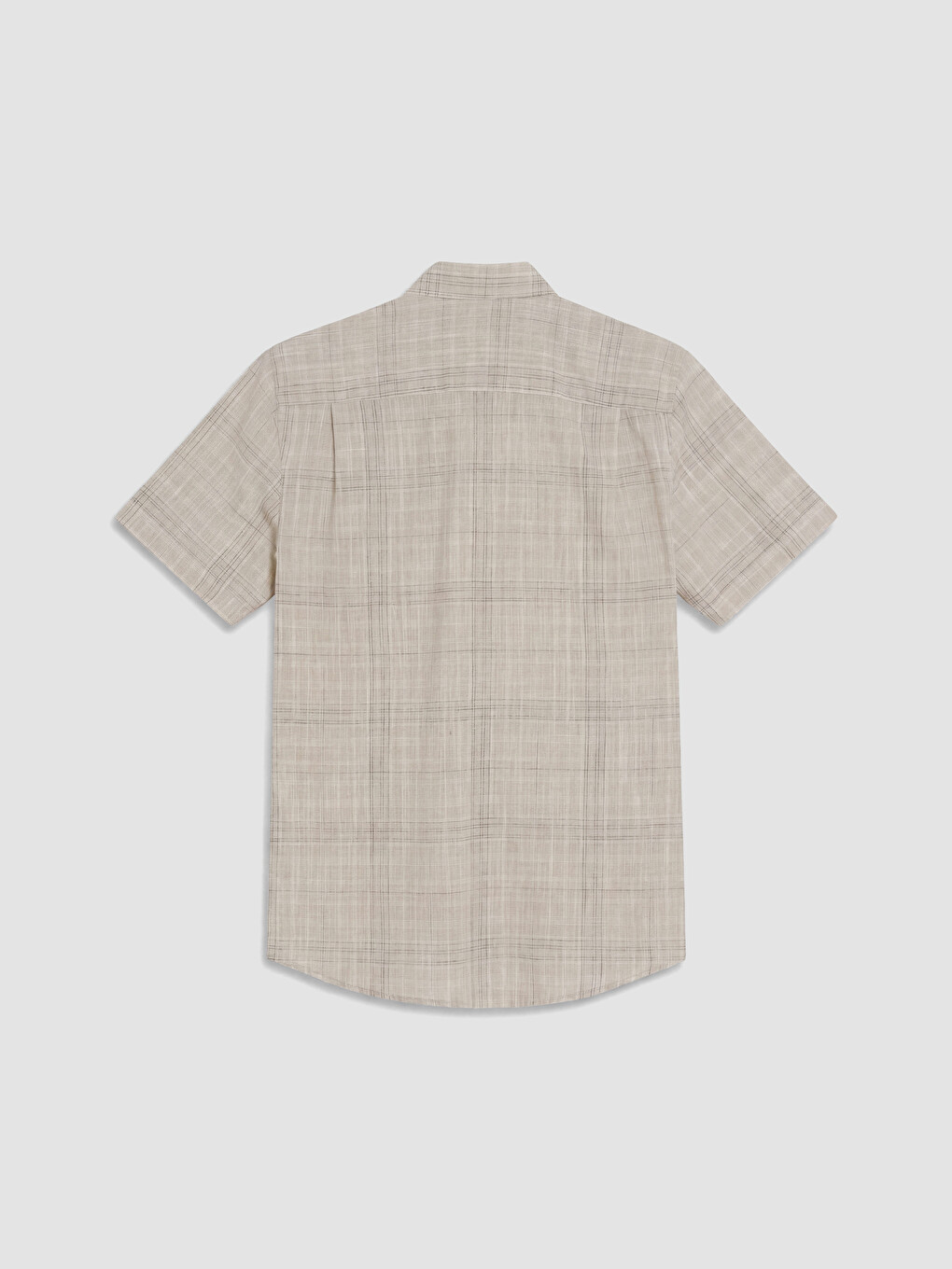 Bej Regular Fit Ekose Poplin Erkek Gömlek-2
