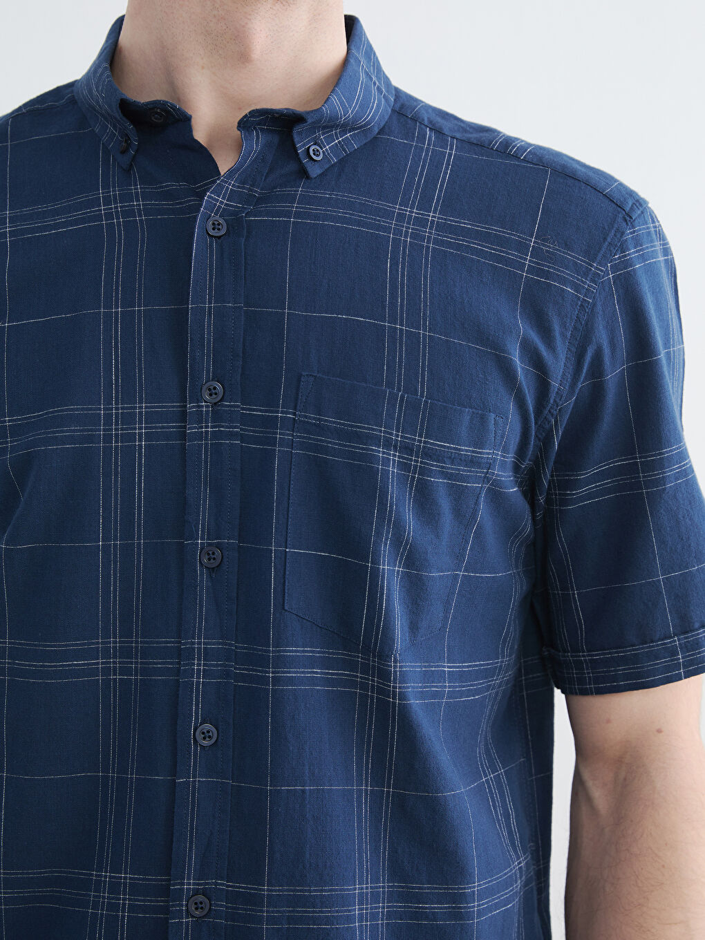 Lacivert Regular Fit Ekose Erkek Gömlek-2