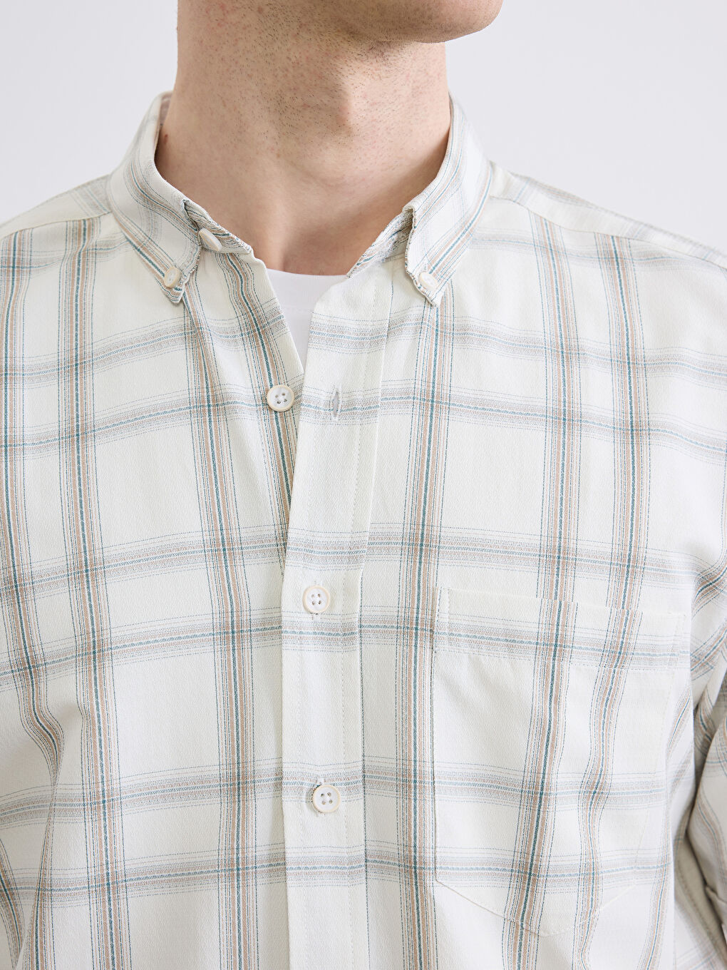 Bej Regular Fit Uzun Kollu Erkek Gömlek-2