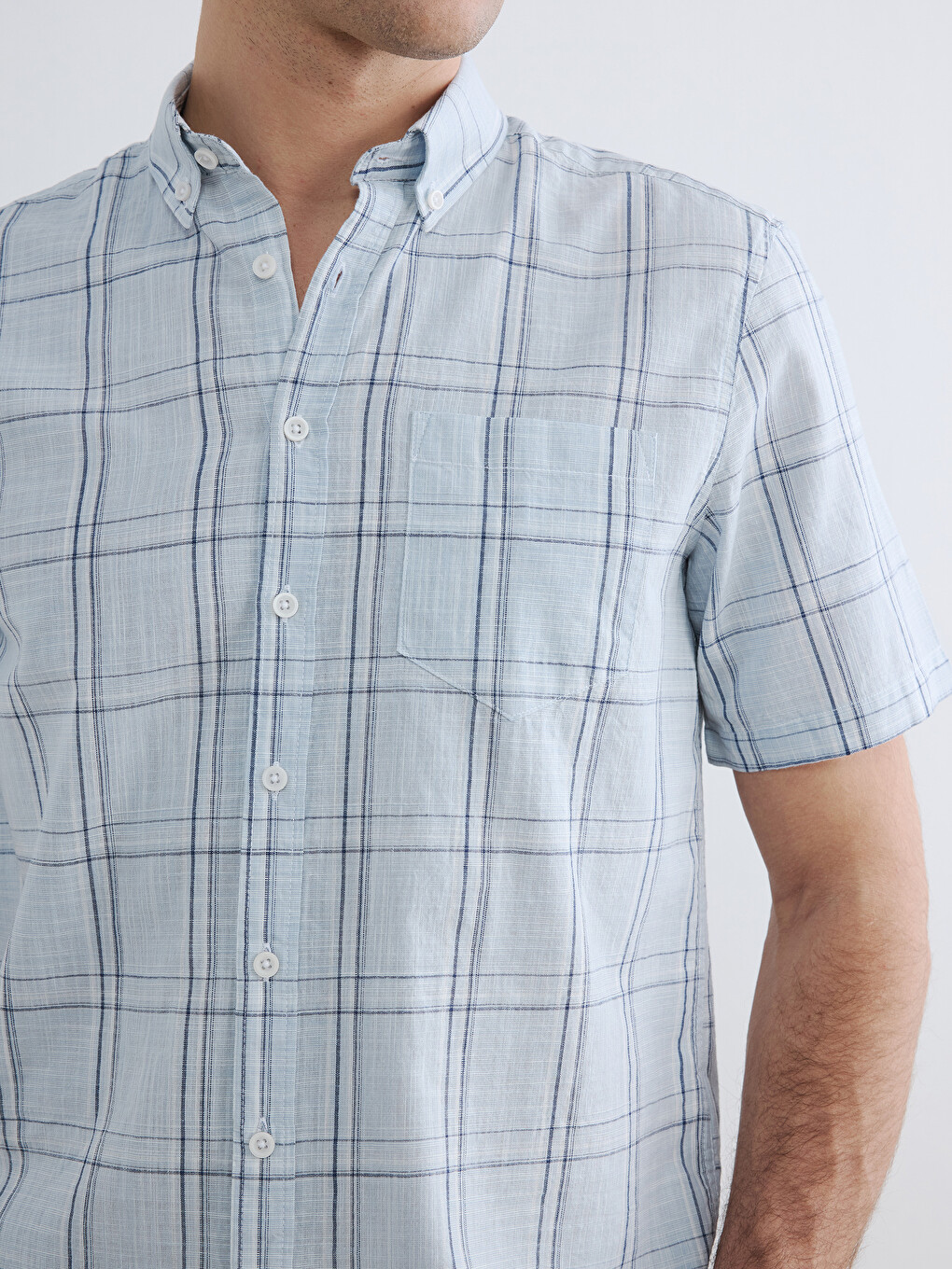 Regular Fit Plaid Poplin Men's Shirt-3