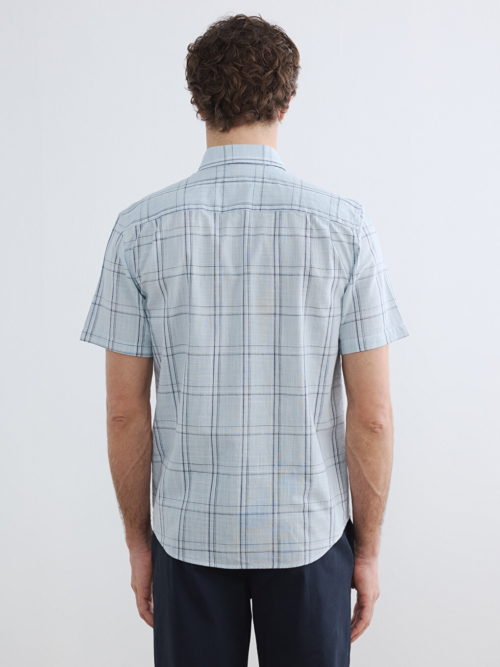 Regular Fit Plaid Poplin Men's Shirt-4