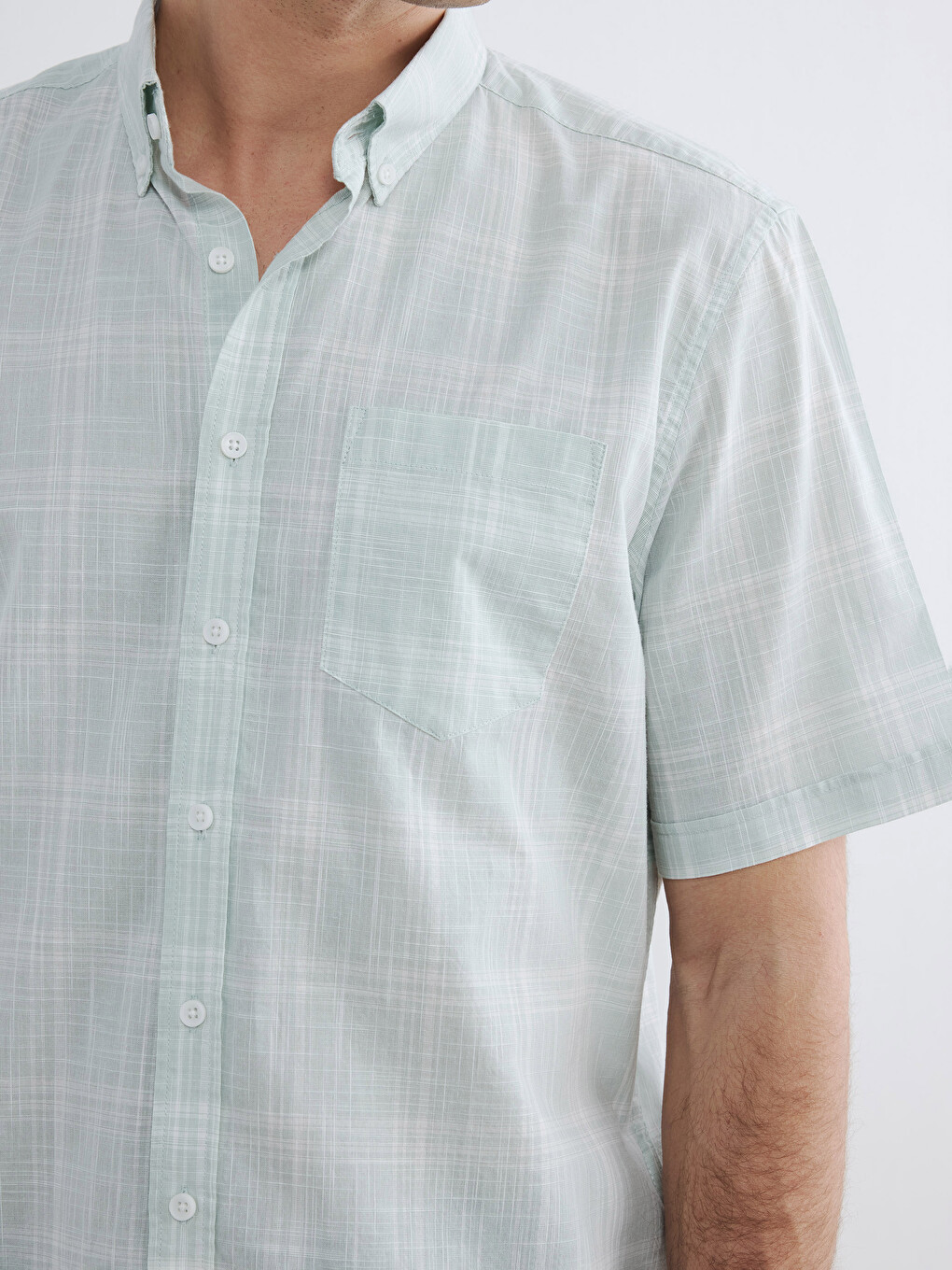 Regular Fit Plaid Poplin Men's Shirt-2