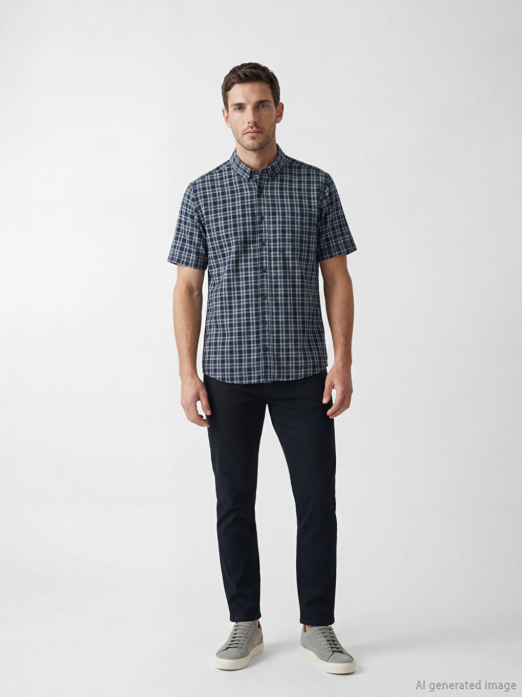 Yeşil Regular Fit Ekose Erkek Gömlek-1