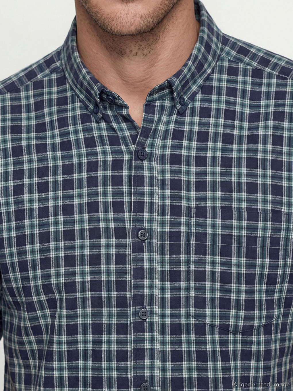 Yeşil Regular Fit Ekose Erkek Gömlek-2