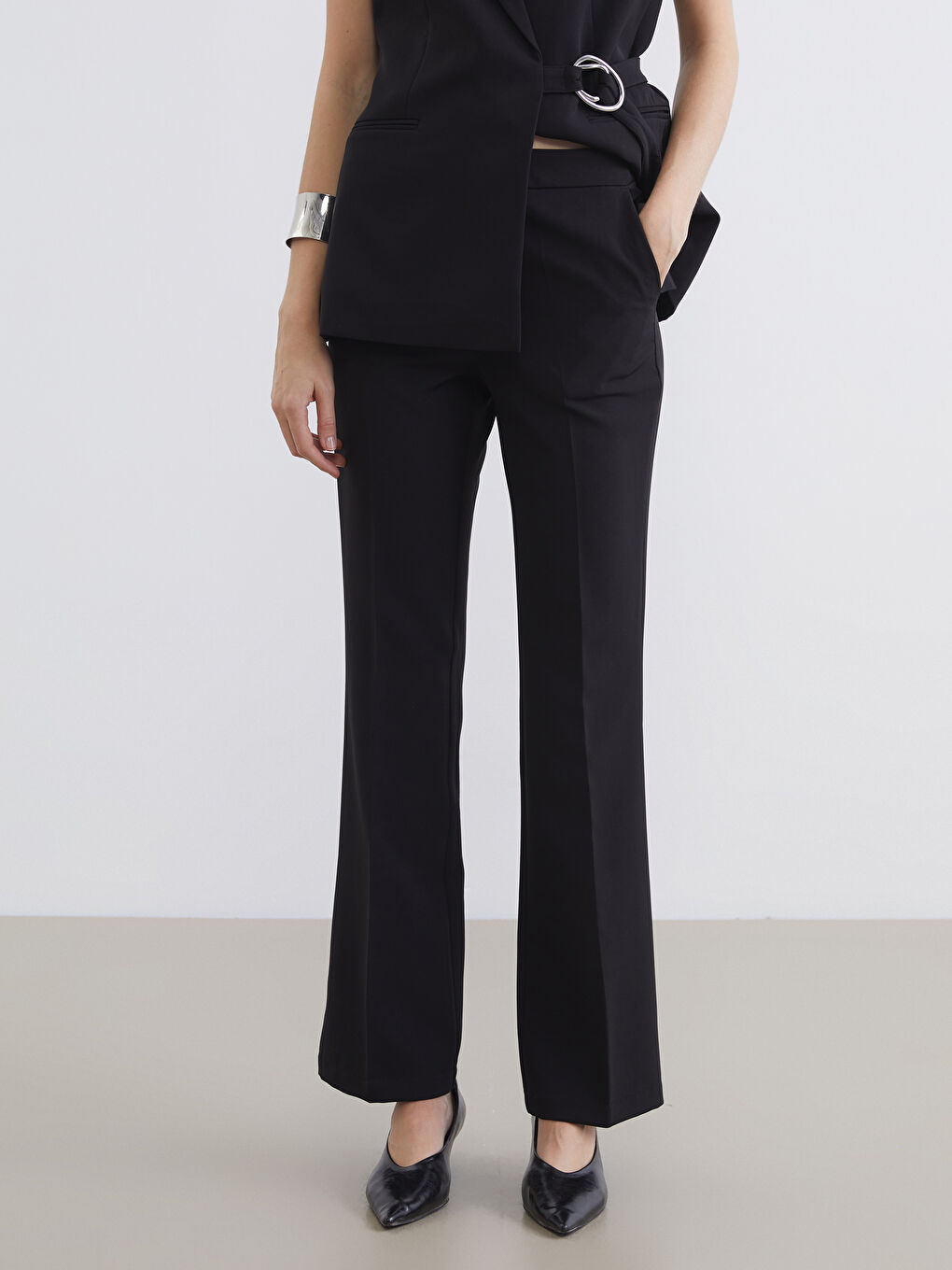 High-Waisted Flare Trousers-1