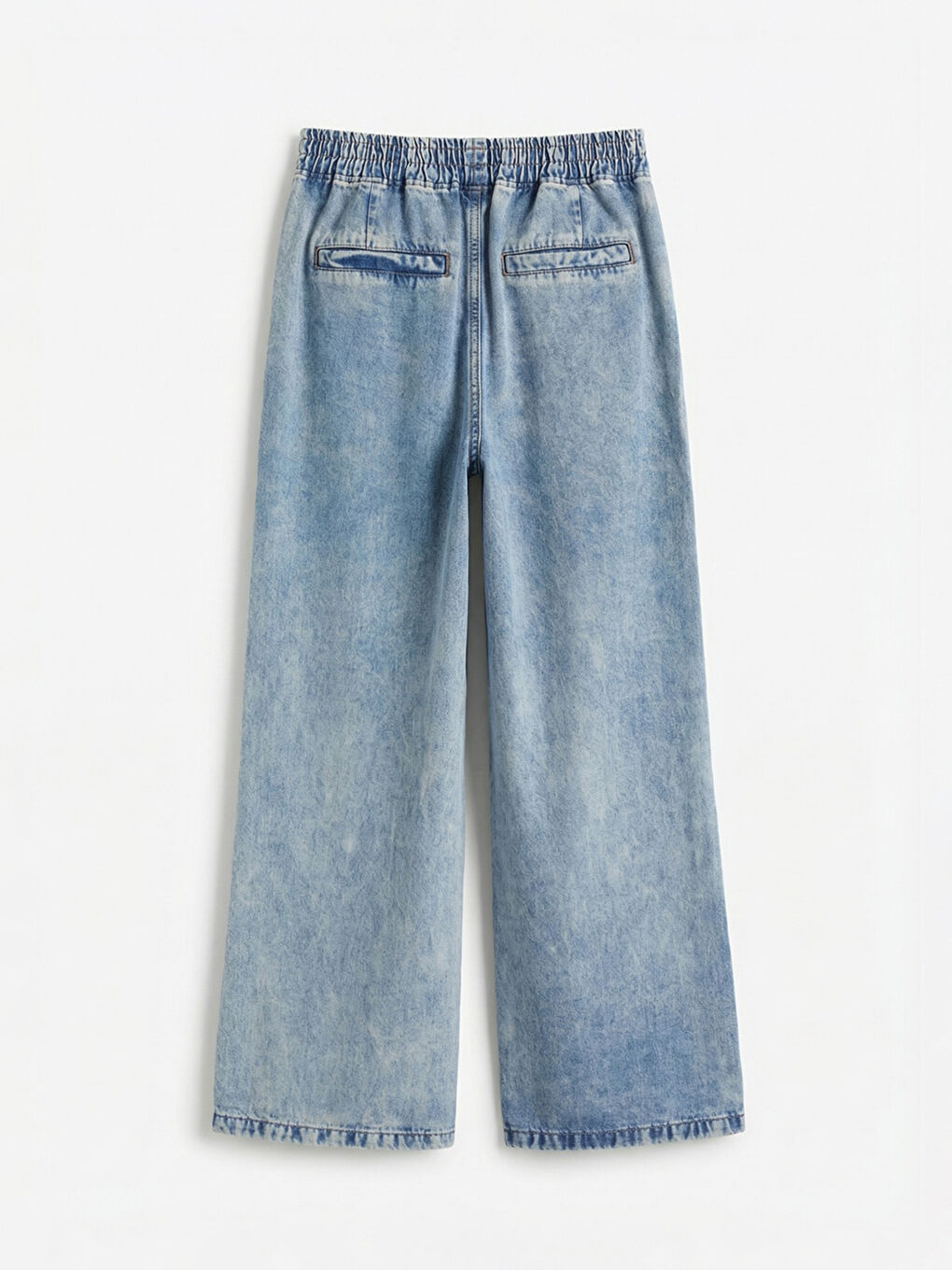 بنطلون جينز واسع الأرجل للسيدات بخصر مطاطي-5