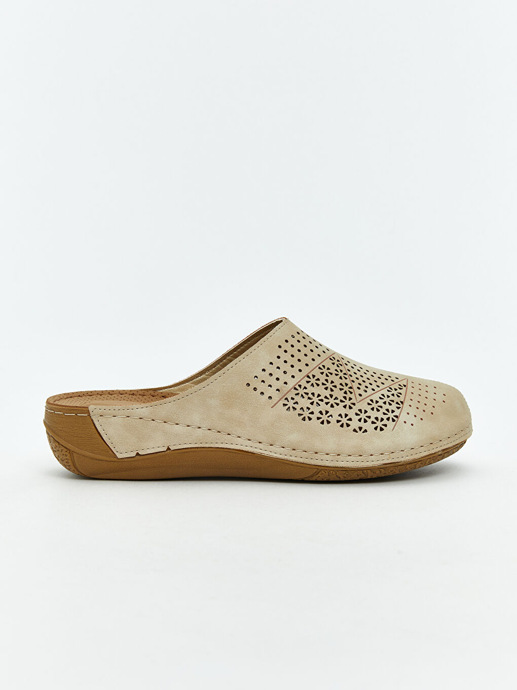 Ekru Süet Görünümlü Kadın Terlik-1