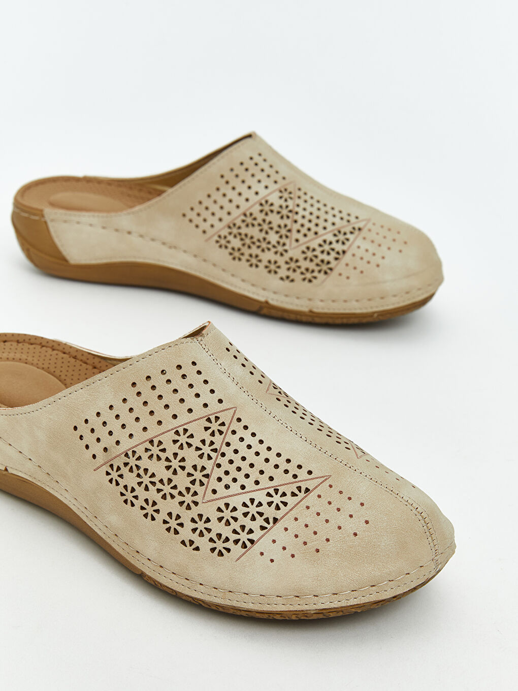 Ekru Süet Görünümlü Kadın Terlik-2